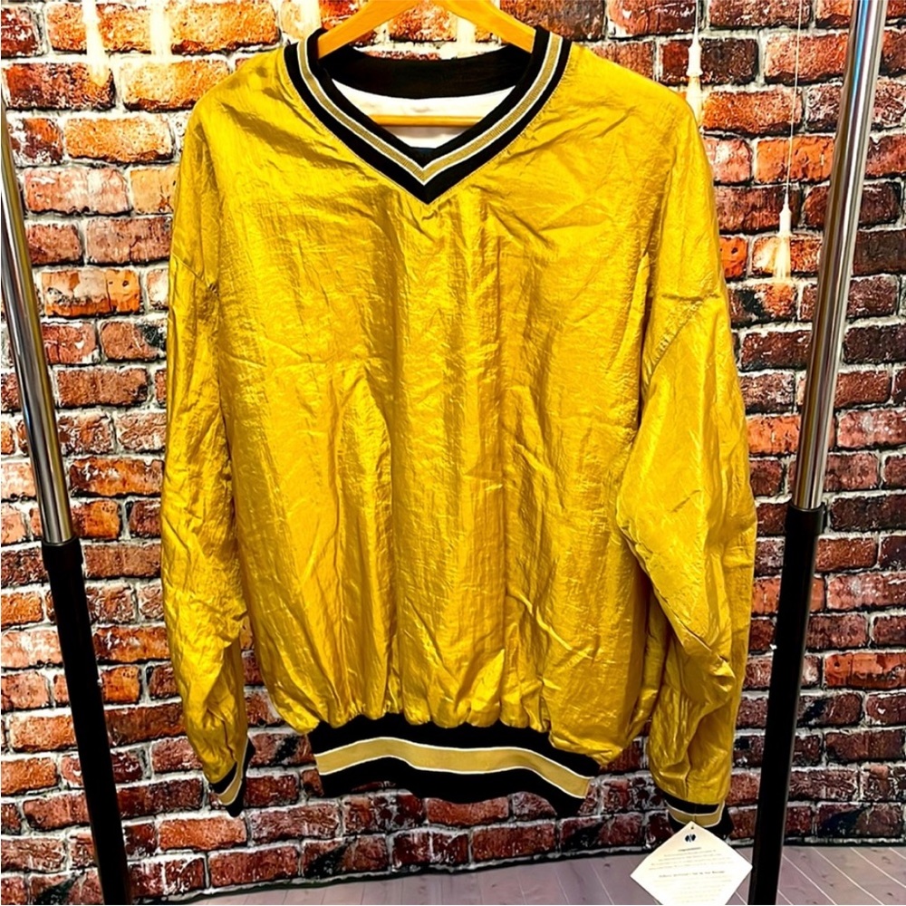 🔥 NEW Vintage dead stock Holloway pullover gold shirt jacket varsity large golf